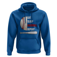 Baseball Player Hoodie Retro Funny Eat Sleep Baseball Repeat