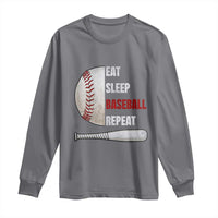 Baseball Player Long Sleeve Shirt Retro Funny Eat Sleep Baseball Repeat