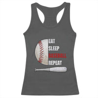 Baseball Player Racerback Tank Top Retro Funny Eat Sleep Baseball Repeat