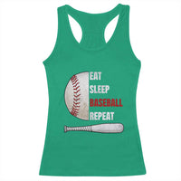 Baseball Player Racerback Tank Top Retro Funny Eat Sleep Baseball Repeat