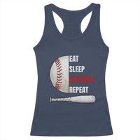 Baseball Player Racerback Tank Top Retro Funny Eat Sleep Baseball Repeat