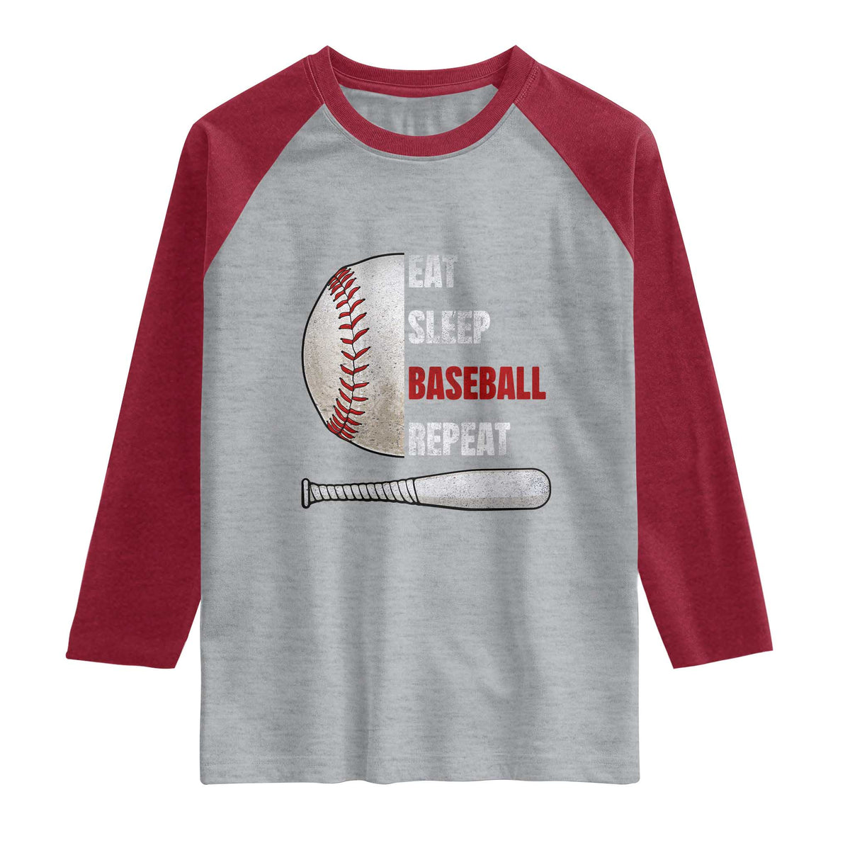 Baseball Player Raglan Shirt Retro Funny Eat Sleep Baseball Repeat
