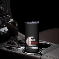 Baseball Player Skinny Tumbler Retro Funny Eat Sleep Baseball Repeat