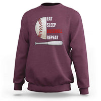 Baseball Player Sweatshirt Retro Funny Eat Sleep Baseball Repeat