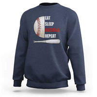 Baseball Player Sweatshirt Retro Funny Eat Sleep Baseball Repeat
