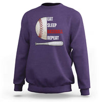 Baseball Player Sweatshirt Retro Funny Eat Sleep Baseball Repeat