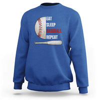 Baseball Player Sweatshirt Retro Funny Eat Sleep Baseball Repeat