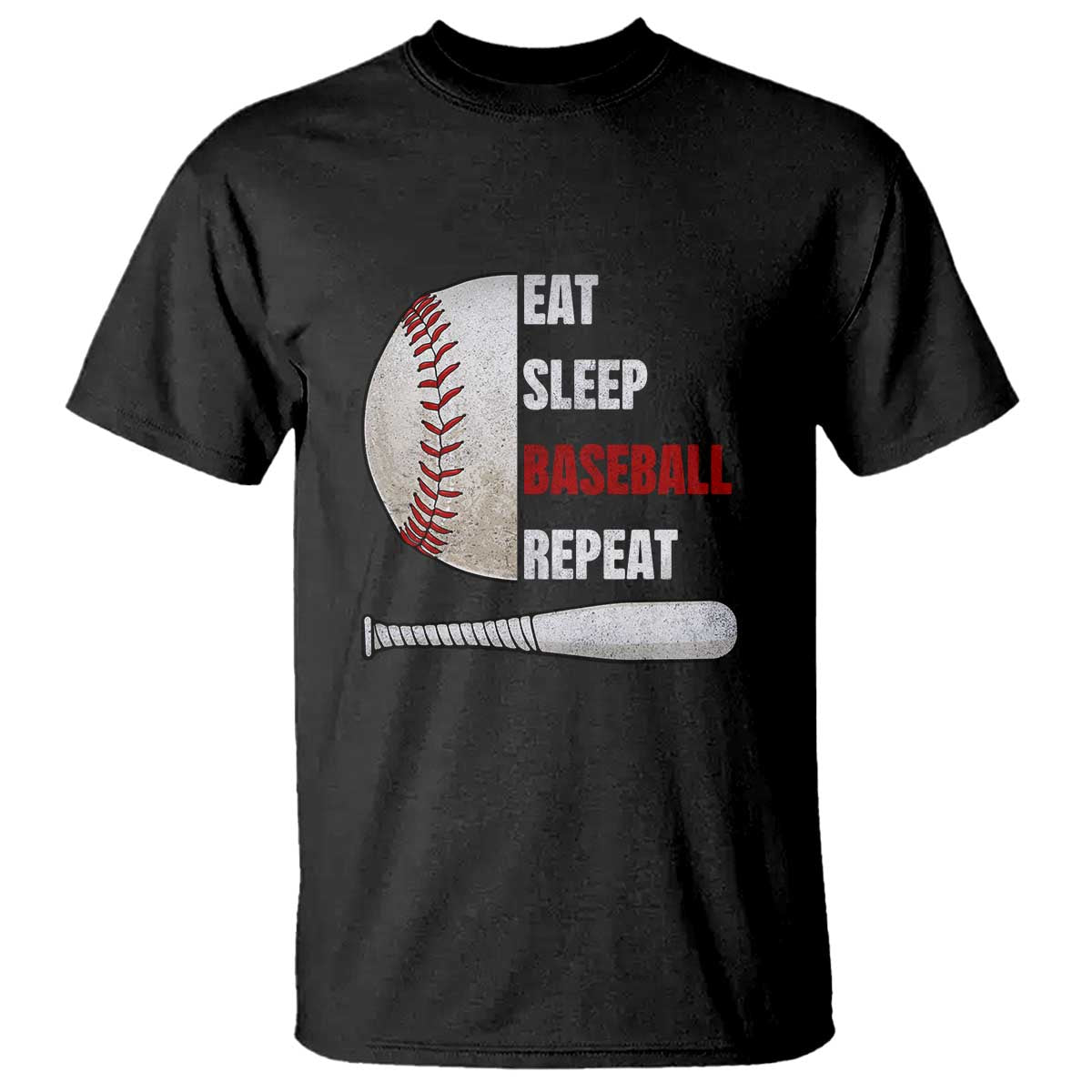 Baseball Player T Shirt Retro Funny Eat Sleep Baseball Repeat