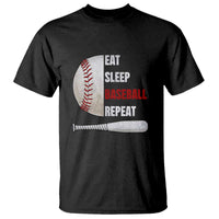 Baseball Player T Shirt Retro Funny Eat Sleep Baseball Repeat
