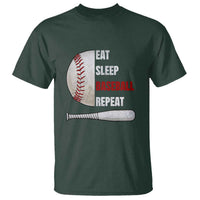 Baseball Player T Shirt Retro Funny Eat Sleep Baseball Repeat