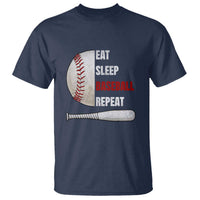 Baseball Player T Shirt Retro Funny Eat Sleep Baseball Repeat