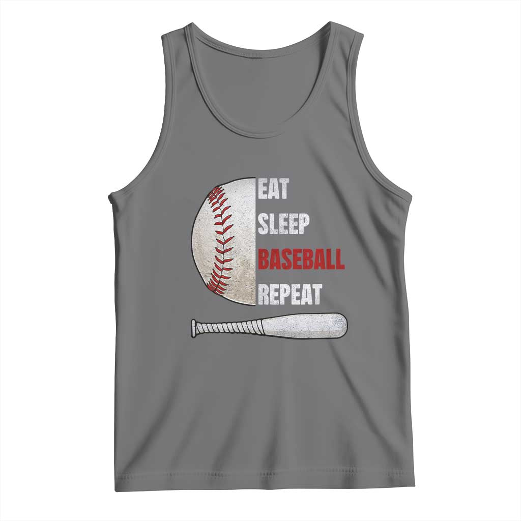Baseball Player Tank Top Retro Funny Eat Sleep Baseball Repeat
