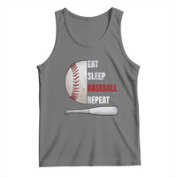 Baseball Player Tank Top Retro Funny Eat Sleep Baseball Repeat