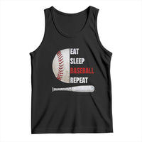 Baseball Player Tank Top Retro Funny Eat Sleep Baseball Repeat