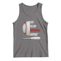 Baseball Player Tank Top Retro Funny Eat Sleep Baseball Repeat
