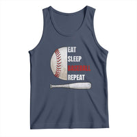 Baseball Player Tank Top Retro Funny Eat Sleep Baseball Repeat