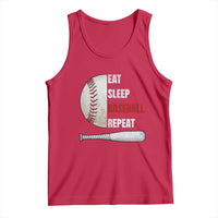 Baseball Player Tank Top Retro Funny Eat Sleep Baseball Repeat