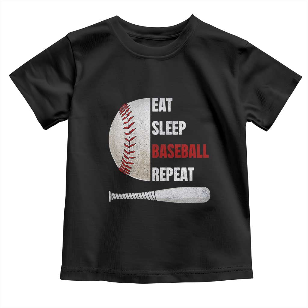 Baseball Player Toddler T Shirt Retro Funny Eat Sleep Baseball Repeat