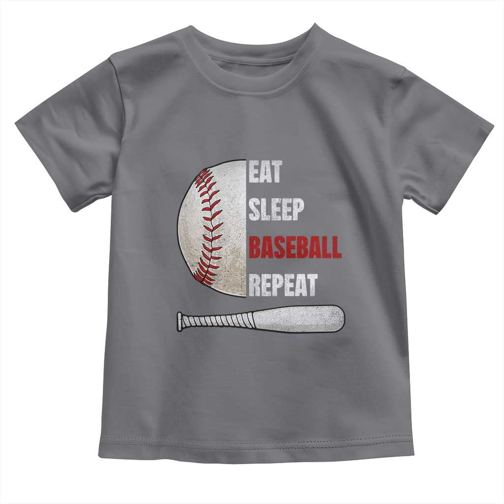 Baseball Player Toddler T Shirt Retro Funny Eat Sleep Baseball Repeat