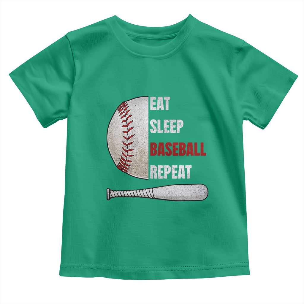 Baseball Player Toddler T Shirt Retro Funny Eat Sleep Baseball Repeat