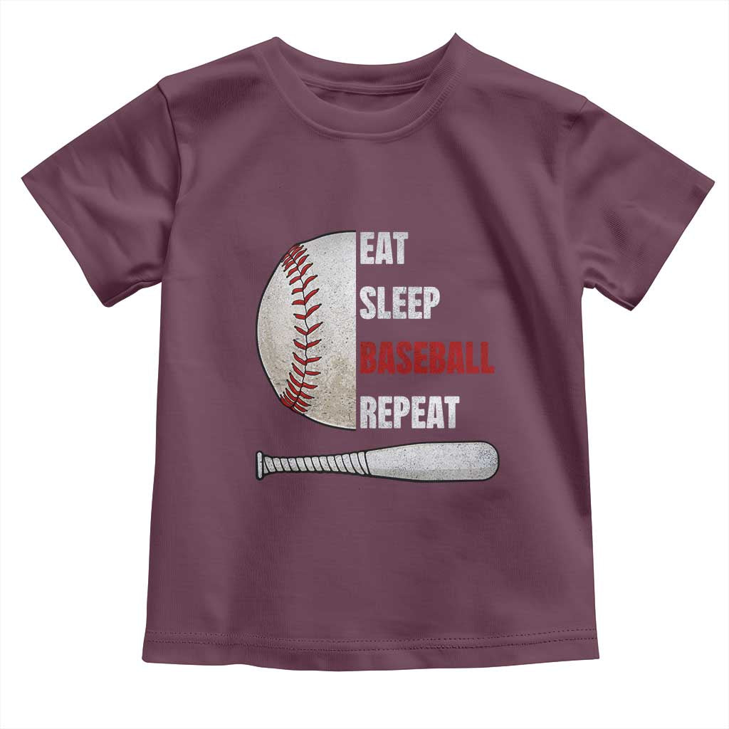 Baseball Player Toddler T Shirt Retro Funny Eat Sleep Baseball Repeat