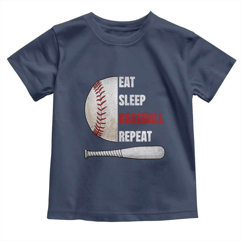Baseball Player Toddler T Shirt Retro Funny Eat Sleep Baseball Repeat