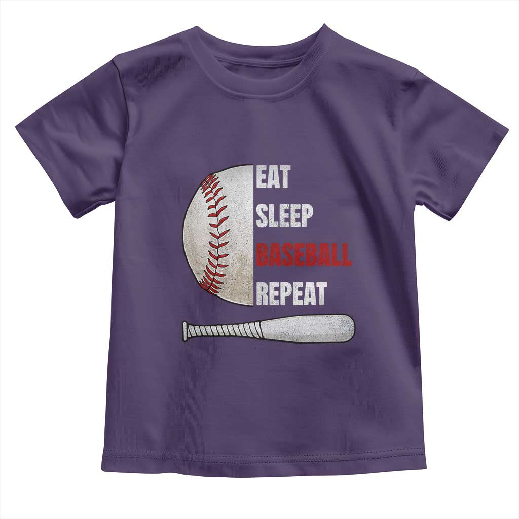 Baseball Player Toddler T Shirt Retro Funny Eat Sleep Baseball Repeat