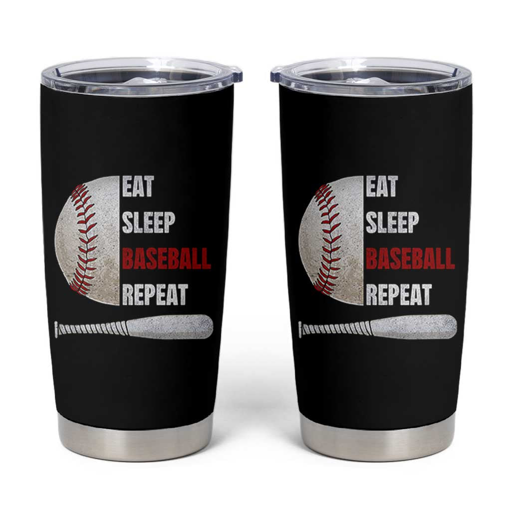 Baseball Player Tumbler Cup Retro Funny Eat Sleep Baseball Repeat