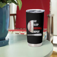 Baseball Player Tumbler Cup Retro Funny Eat Sleep Baseball Repeat