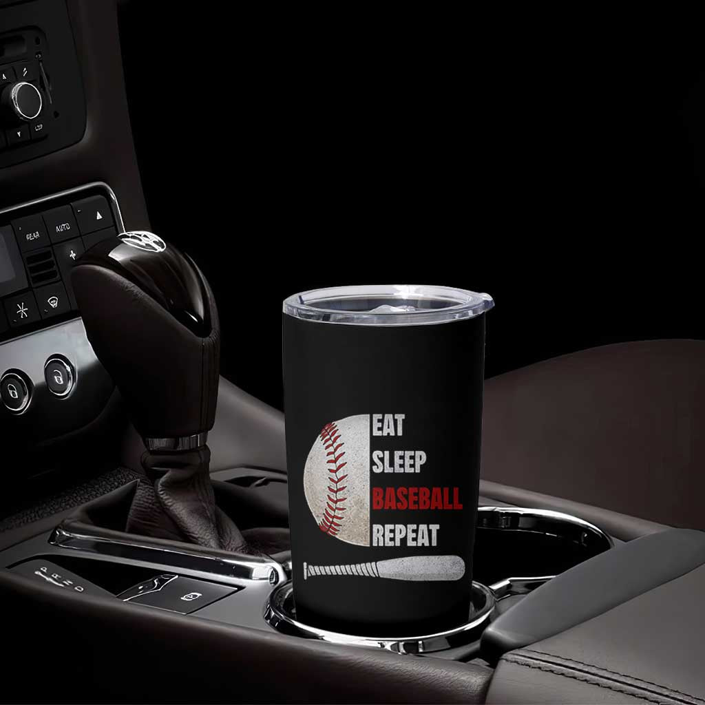 Baseball Player Tumbler Cup Retro Funny Eat Sleep Baseball Repeat