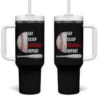 Baseball Player Tumbler With Handle Retro Funny Eat Sleep Baseball Repeat