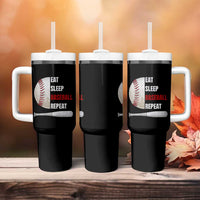 Baseball Player Tumbler With Handle Retro Funny Eat Sleep Baseball Repeat