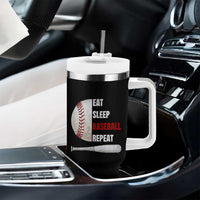Baseball Player Tumbler With Handle Retro Funny Eat Sleep Baseball Repeat