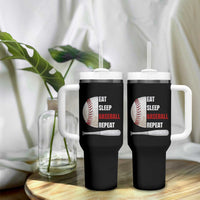 Baseball Player Tumbler With Handle Retro Funny Eat Sleep Baseball Repeat