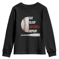 Baseball Player Youth Sweatshirt Retro Funny Eat Sleep Baseball Repeat