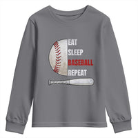 Baseball Player Youth Sweatshirt Retro Funny Eat Sleep Baseball Repeat