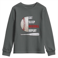 Baseball Player Youth Sweatshirt Retro Funny Eat Sleep Baseball Repeat