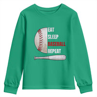 Baseball Player Youth Sweatshirt Retro Funny Eat Sleep Baseball Repeat