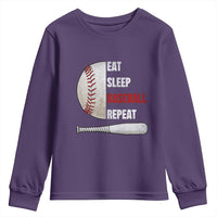 Baseball Player Youth Sweatshirt Retro Funny Eat Sleep Baseball Repeat