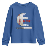 Baseball Player Youth Sweatshirt Retro Funny Eat Sleep Baseball Repeat