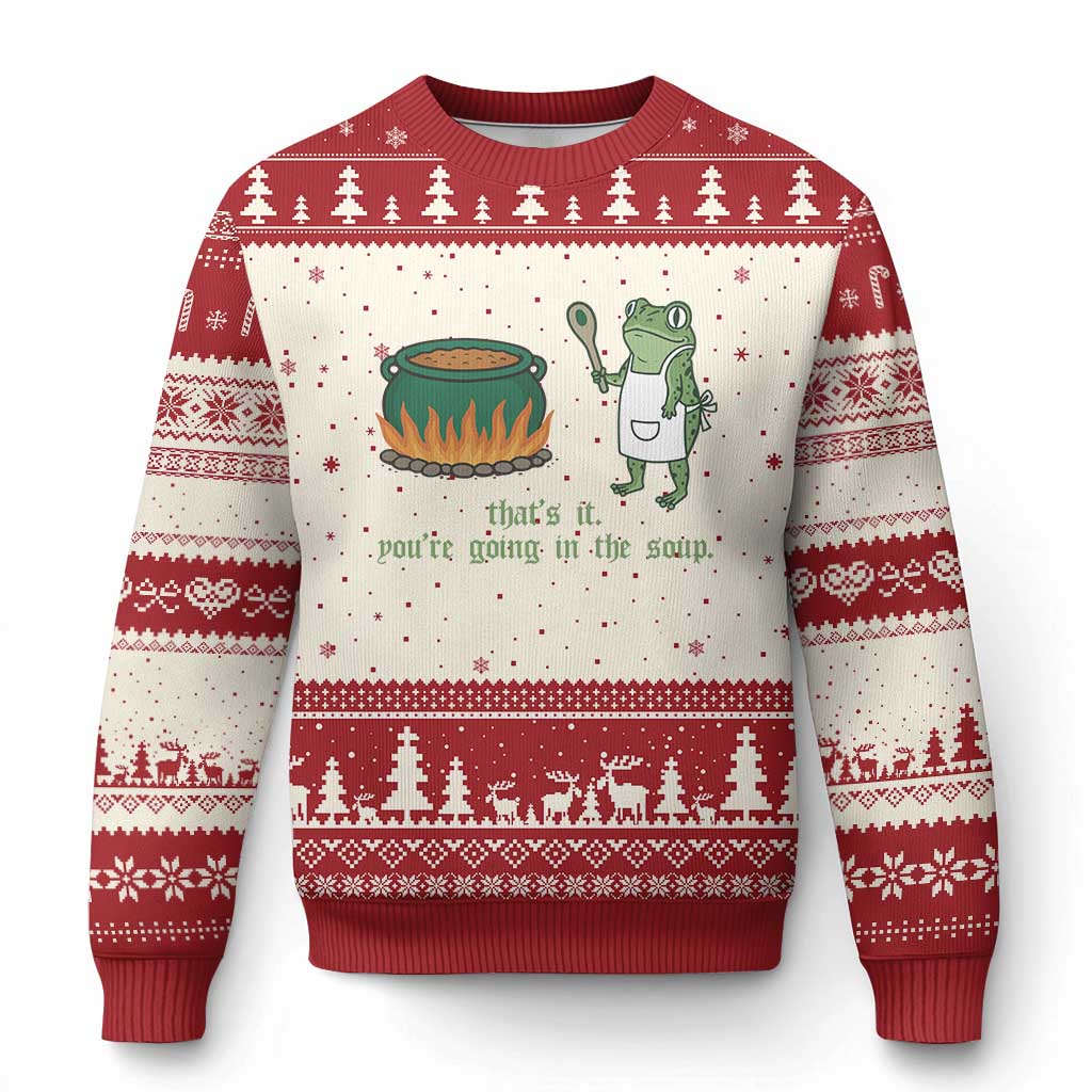 Funny Frog Ugly Christmas Sweater Thats It You're Going In The Soup Weird Weirdcore Meme - Wonder Print Shop