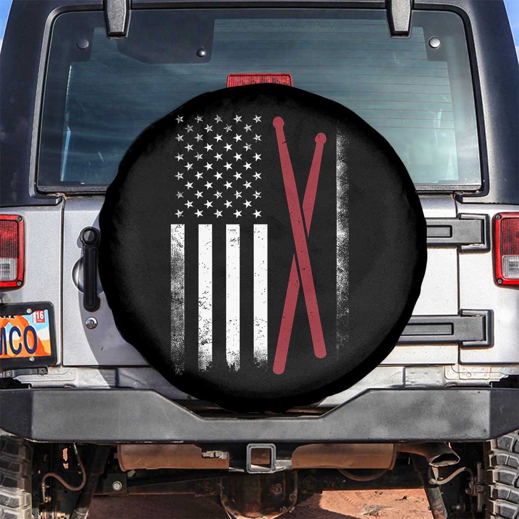 American Flag Drumsticks Spare Tire Cover USA Drummers Vintage Drum Sticks - Wonder Print Shop