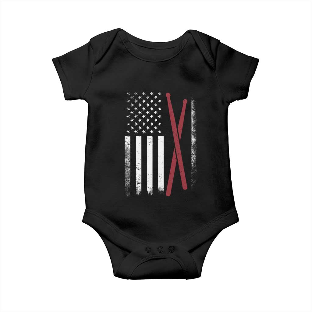 American Flag Drumsticks Baby Onesie USA Drummers Vintage Drum Sticks - Wonder Print Shop