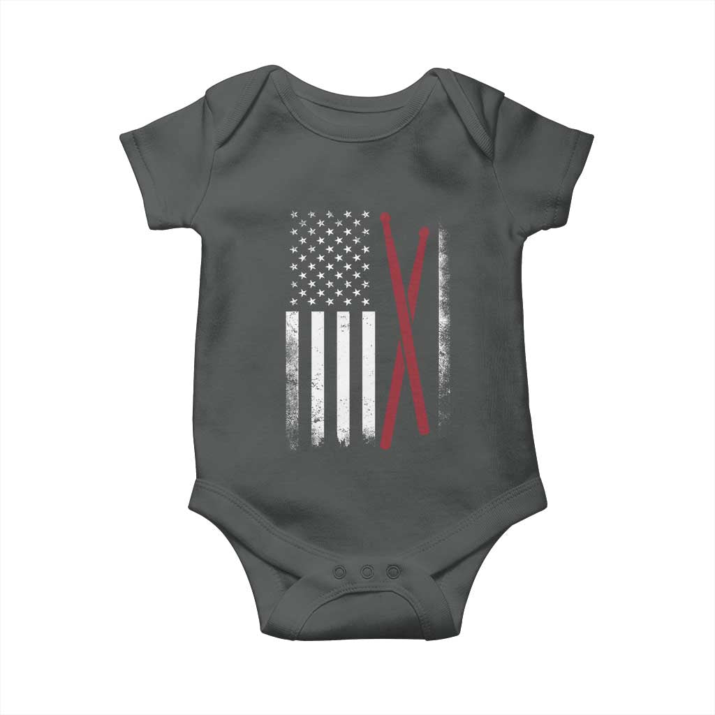 American Flag Drumsticks Baby Onesie USA Drummers Vintage Drum Sticks - Wonder Print Shop