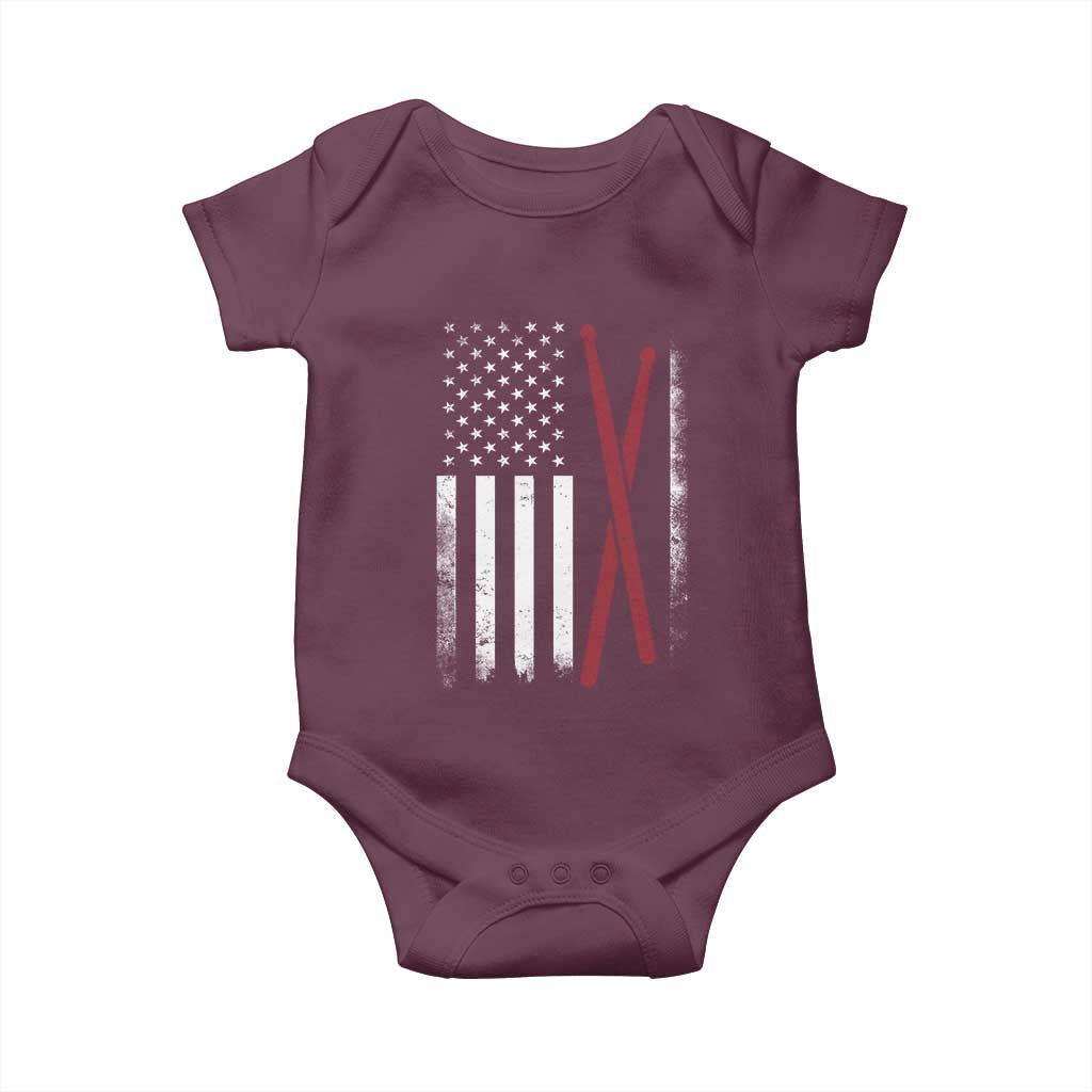 American Flag Drumsticks Baby Onesie USA Drummers Vintage Drum Sticks - Wonder Print Shop