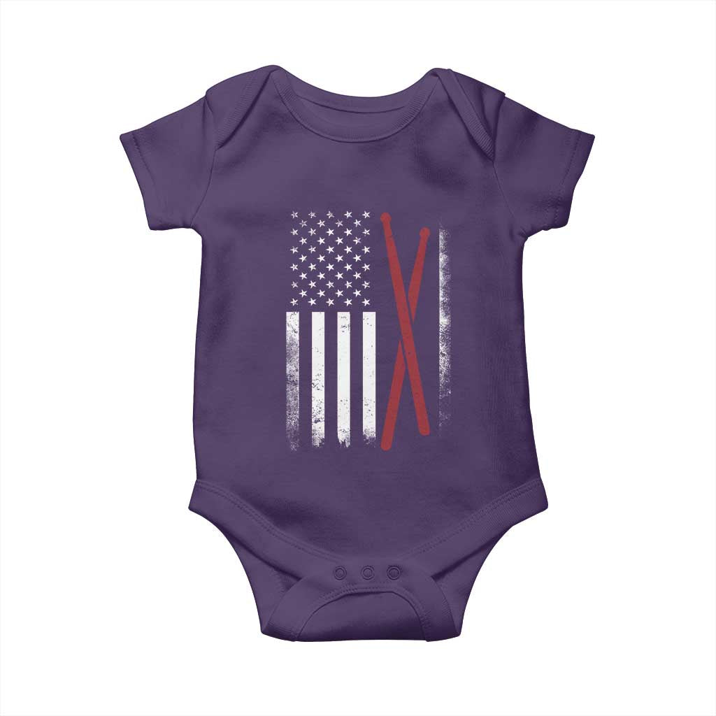 American Flag Drumsticks Baby Onesie USA Drummers Vintage Drum Sticks - Wonder Print Shop