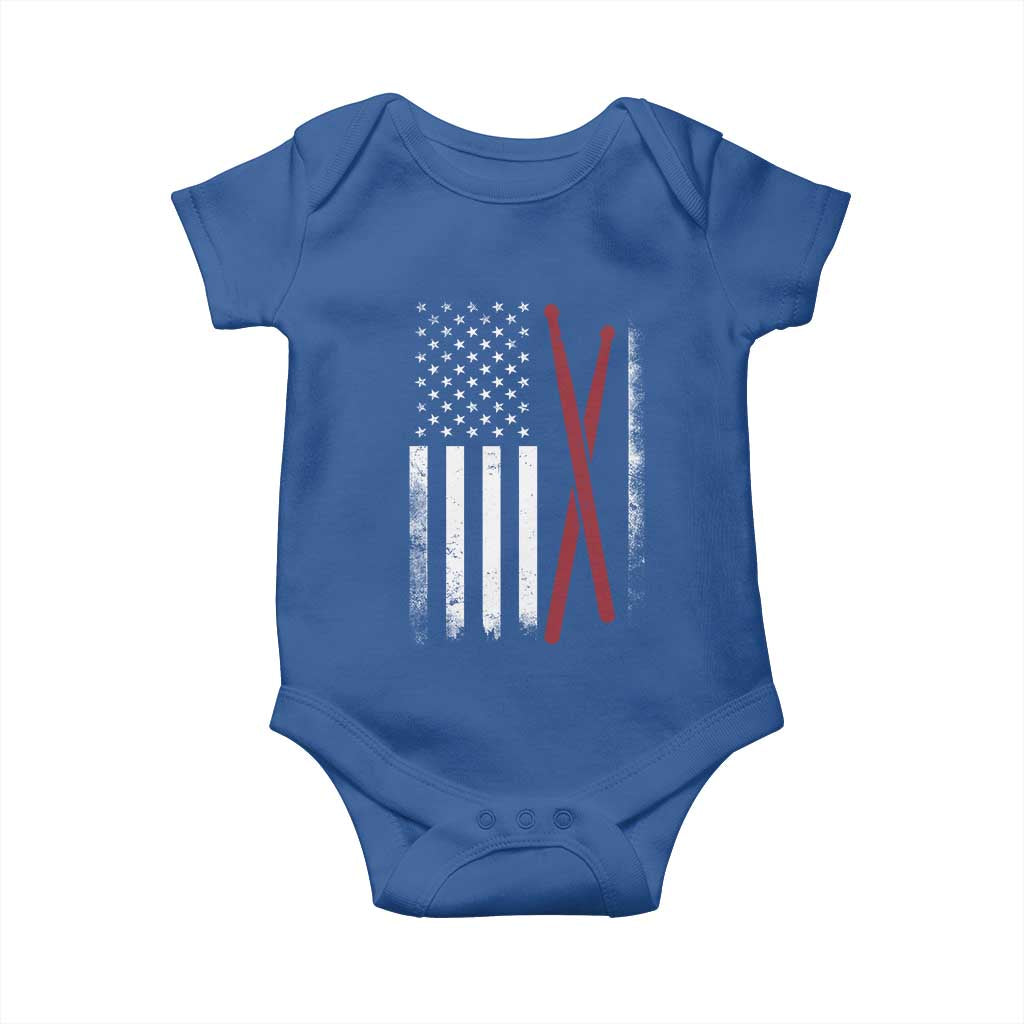 American Flag Drumsticks Baby Onesie USA Drummers Vintage Drum Sticks - Wonder Print Shop