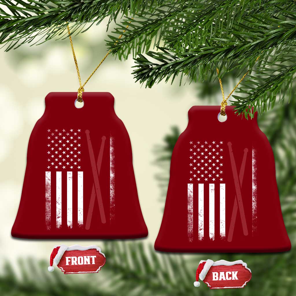 American Flag Drumsticks Ceramic Ornament USA Drummers Vintage Drum Sticks - Wonder Print Shop