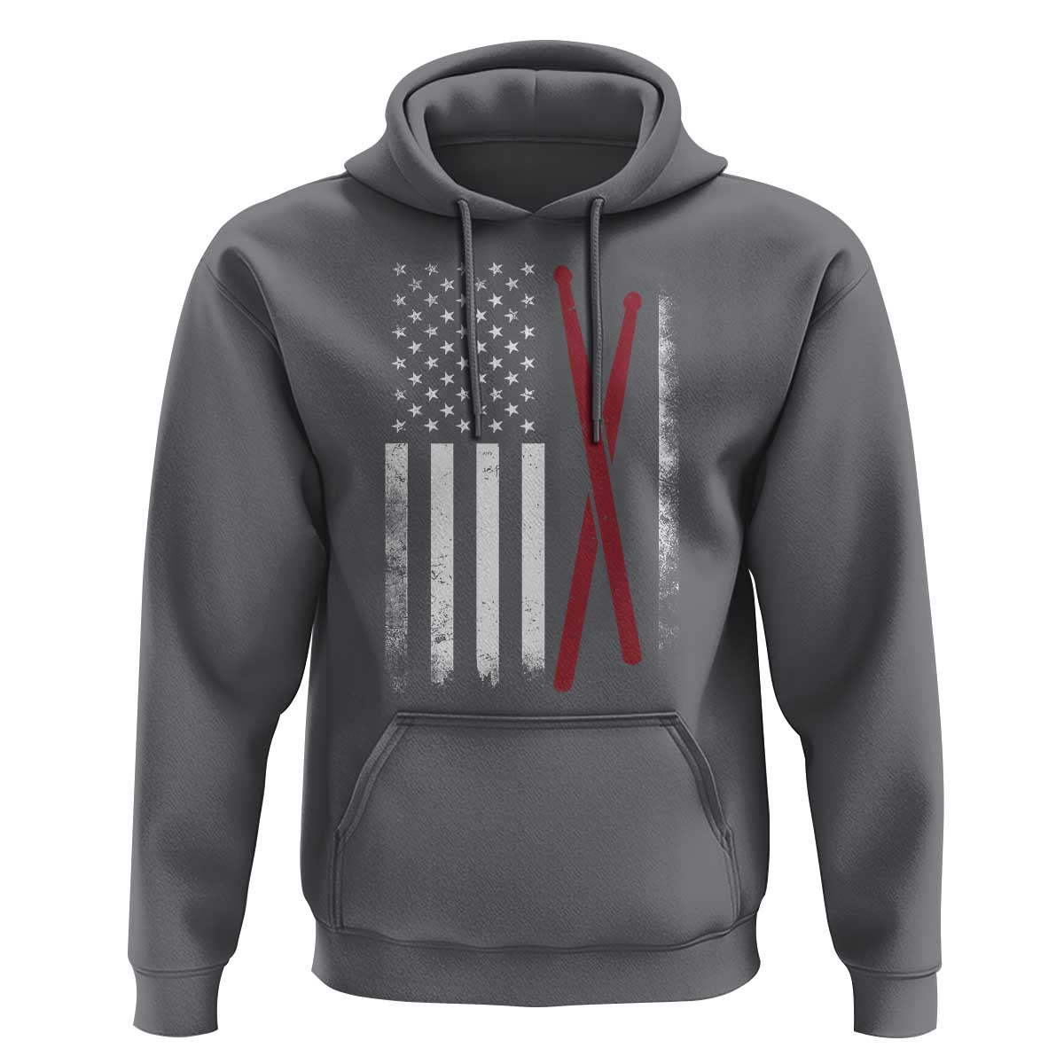 American Flag Drumsticks Hoodie USA Drummers Vintage Drum Sticks - Wonder Print Shop