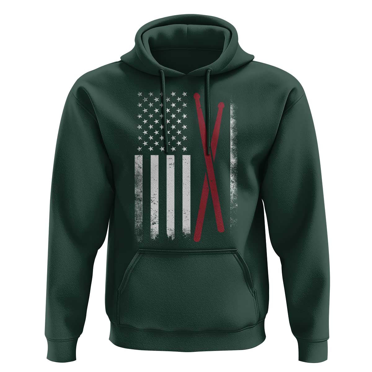 American Flag Drumsticks Hoodie USA Drummers Vintage Drum Sticks - Wonder Print Shop